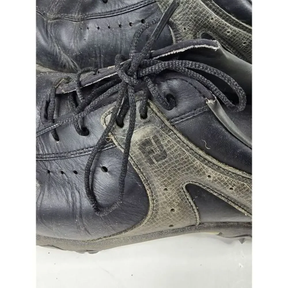 FootJoy Contour Series Black Leather Golf Cleats Mens‎ Size 9M Soft Spikes 54184